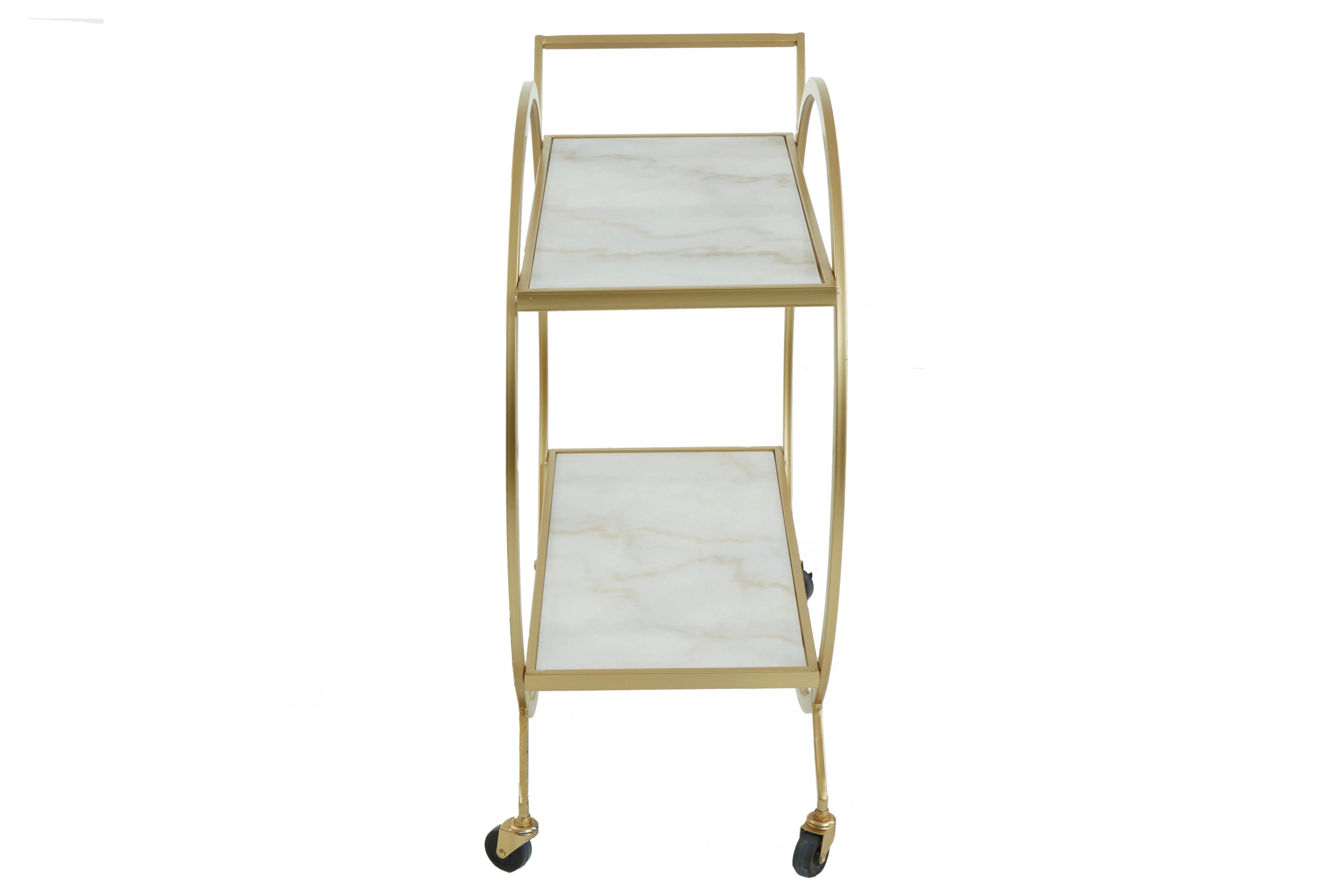 Arion Gold & White Marble 2 Tier Drinks Trolley